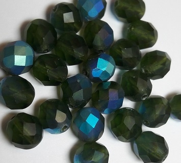 0100402 Matte Olivine AB facet , 8 mm.-0 0100402 Matte Olivine AB facet , 8 mm.-0