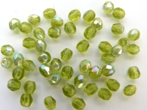 FP1-04-50230X Olivine AB Czech Glass Facet Firepolish 4mm