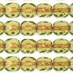 0100432 Copper-Lined Olive facet, 4 mm. 4 mm. 50 stuks-0