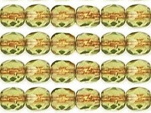 0100432 Copper-Lined Olive facet, 4 mm. 4 mm. 50 stuks-0