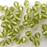 0100433 Olivine silver lined facet, 4 mm.-0