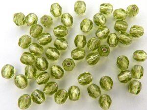 0100433 Olivine silver lined facet, 4 mm.-0
