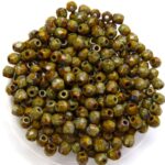 0100470 Opaque green met Travertin facet 3 mm.-0