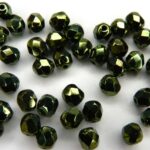 0100501 Dark Green Metallic, facet, 4 mm.-0