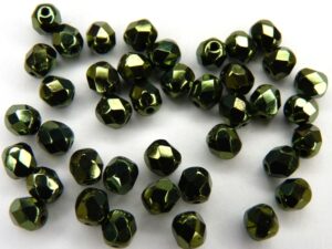 0100501 Dark Green Metallic, facet, 4 mm.-0
