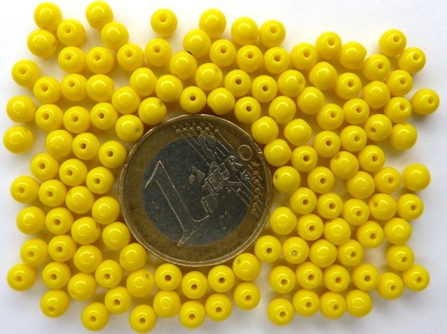 0130002 Opaque Yellow rond 4 mm. 130 stuks-0