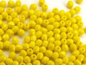 0130118 Opaque Yellow Facet, 3 mm. 60 stuks-0