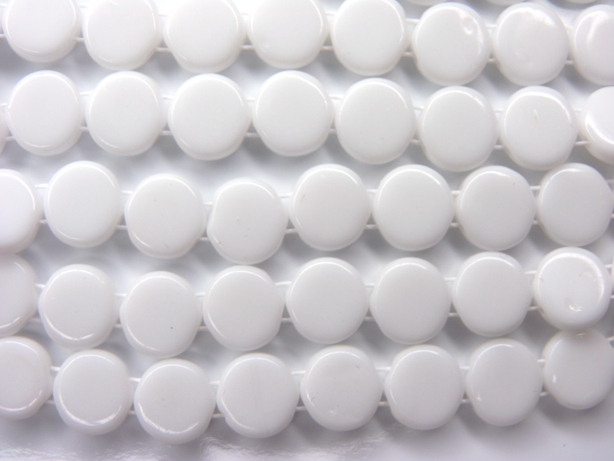 0140017 Chalk White 2 Hole Flat Disk 1 strand of 25 Pc.-0 0140017 Chalk White 2 Hole Flat Disk 1 strand of 25 Pc.-0