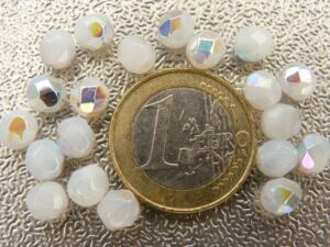 0140223 White opal met AB facet, 6 mm.-0