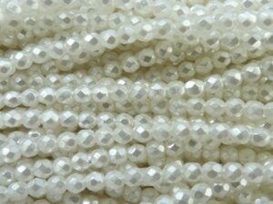FP1-04-70402CR White Pearl Czech Glass Facet Firepolish 4mm