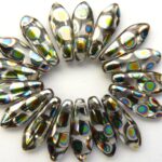 0150046 Transparante daggerbeads met grotere peacock stippen-0