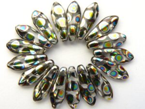 0150046 Transparante daggerbeads met grotere peacock stippen-0