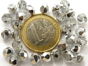 0150143 Crystal met Half silver facet, 6 mm. 25 stuks-0