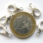 0160005 Karabijnslotjes silvercoated, eerste keus 15 mm. 4 Pc.-0