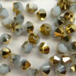 03-MC-01000-26441 Bicones White Opal Brass, 3 mm. 50 Pc.-0