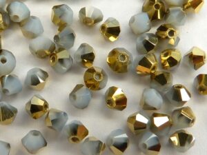 03-MC-01000-26441 Bicones White Opal Brass, 3 mm. 50 Pc.-0