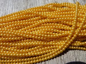 04-132-19001-70081 Shiny Yellow Glass Pearl 4 mm. 120 Pc.-0