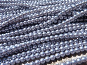 04-132-19001-70444 Shiny Silver Grey Glass Pearl 120 pc-0