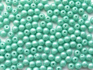 04-R-63120-14400 Opaque Green Turquoise Lustered round 4 mm. 90 Pc.-0