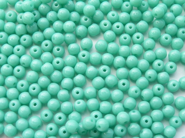 04-R-63120 Opaque Green Turquoise round 4 mm. 100 Pc.-0
