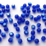 04-BFP-30080-28771 Matt Cobalt Blue AB Bicone Firepolished 40 Pc-0