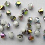 04-MC-03000-28136 Bicone, Chalk White half Vitral 4 mm. 50 Pc.-0