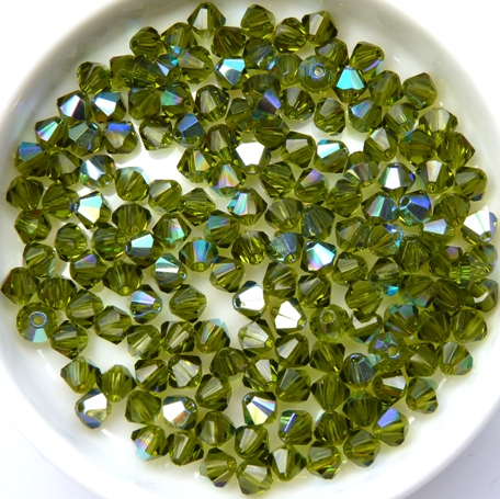 04-MC-50230-28701 Bicones Olivine AB 4mm. 50 Pc.-10610