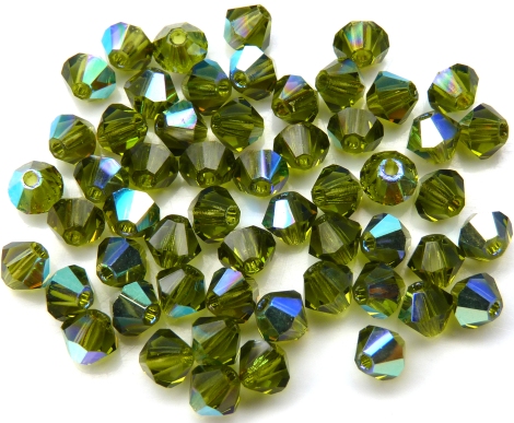 04-MC-50230-28701 Bicones Olivine AB 4mm. 50 Pc.-10609