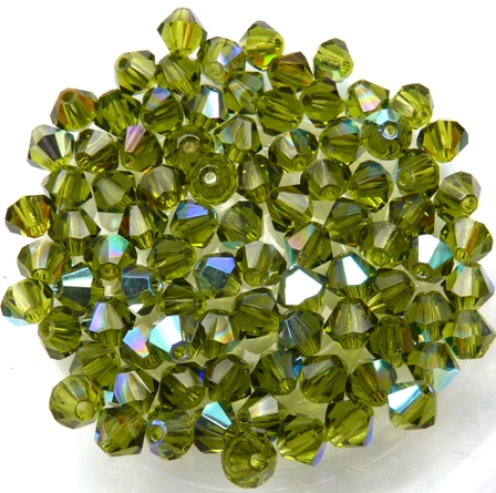 04-MC-50230-28701 Bicones Olivine AB 4mm. 50 Pc.-0