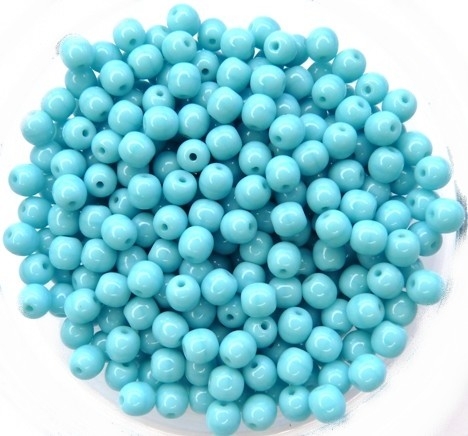 04-R-63030 Opaque Blue Turquoise round 4 mm. 100 pc.-0 04-R-63030 Opaque Blue Turquoise round 4 mm. 100 pc.-0