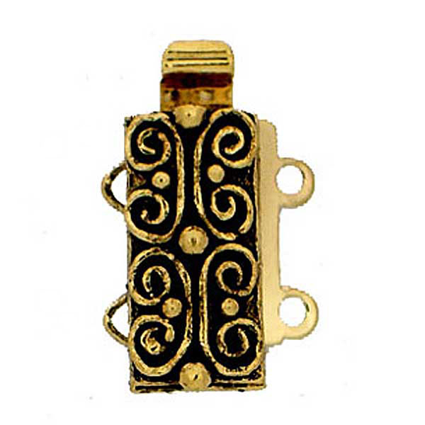 13495-02-26 Slotje met springtong mechanisme, 23 Krt Gold Old Plated-0 13495-02-26 Slotje met springtong mechanisme, 23 Krt Gold Old Plated-0