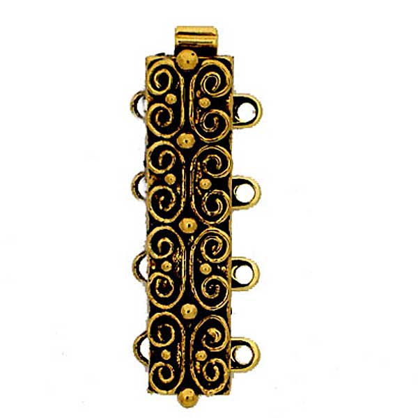 13495-04-26 Slotje met springtong mechanisme, 23 Krt Gold Old Plated-0 13495-04-26 Slotje met springtong mechanisme, 23 Krt Gold Old Plated-0