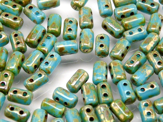 Rul-63030-43400 Opaque Blue Turquoise Silver Travertin Rulla 10-0 Rul-63030-43400 Opaque Blue Turquoise Silver Travertin Rulla 10-0