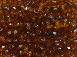 FP1-03-10120 Dark Topaz Czech Glass Facet Firepolish 3mm 50 stuks
