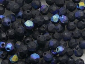 FP1-03-23980MX Mat Zwart AB Czech Glass Facet Firepolish 3mm 50 stuks