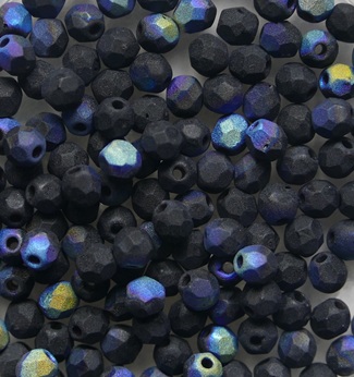FP1-03-23980MX Jet Matte AB Czech Glass Facet Firepolish 3 mm color 23980-84100-28701