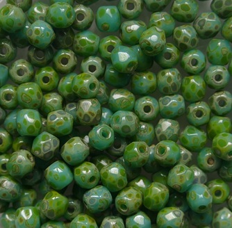 FP1-03-53130T Turquoise Travertin Czech Glass Facet Firepolish 3 mm color 53130-86800