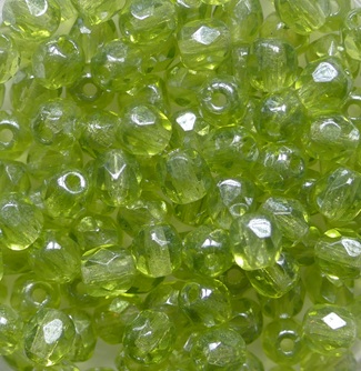 FP1-04-50230-14400 Light Olivine Luster Czech Glass Facet Firepolish 4mm color 50230-14400