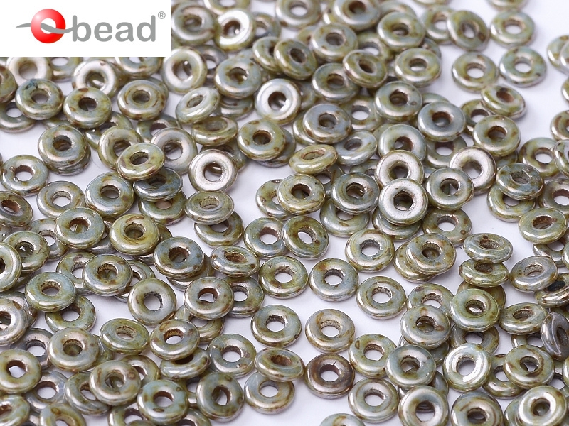 O-03000-65431 Chalk White Green/Blue Marmor Luster O bead ® 5 gram-0 O-03000-65431 Chalk White Green/Blue Marmor Luster O bead ® 5 gram-0