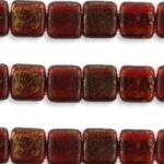 CMT-90100GM CzechMates Tile Bead Gold Marbled Ruby 20 st.-0