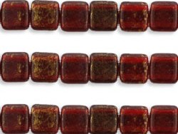 CMT-90100GM CzechMates Tile Bead Gold Marbled Ruby 20 st.-0