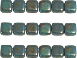 CMT-63140LG CzechMates Tile GoldLustered Green Turquoise 14 Pc.-0