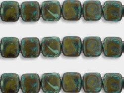 CMT-53420T CzechMates Tile Bead Picasso Opaque Olive 20 st.-0