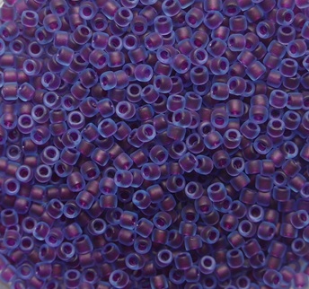 TR-15-0252F Inside Color Frosted Aqua Purple Lined Toho rocailles 15-0 color 252F TR-15-0252F Inside Color Frosted Aqua Purple Lined