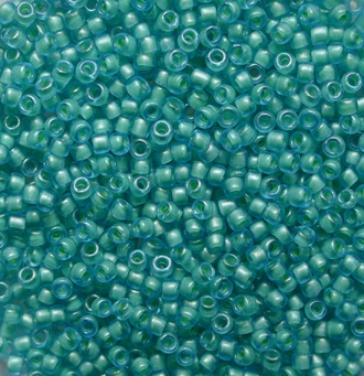 TR-15-0954F Inside Color Frosted Aqua Light Jonquil Lined Toho rocailles 15-0 color 954F TR-15-0954F Inside Color Frosted Aqua Light Jonquil Lined