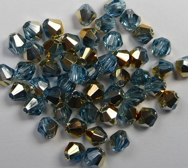 03-MC-60010-26211 Aquamarine Half Aureate (gold) Bicone 50 Pc.-0