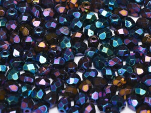 FP1-04-21435JT Iris Blue Czech Glass Facet Firepolish 4mm