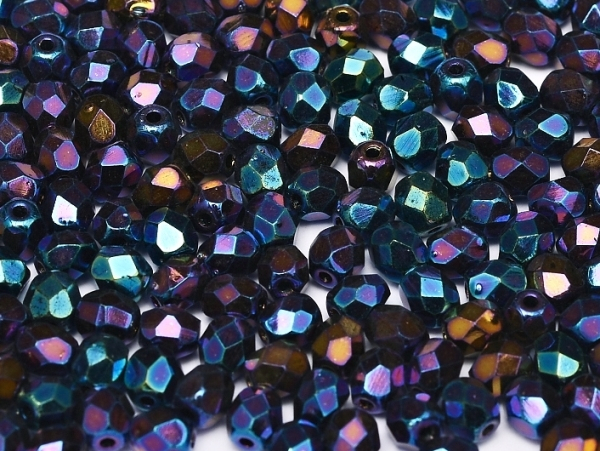 FP1-04-21435JT Iris Blue Czech Glass Facet Firepolish 4mm FP1-04-21435JT Iris Blue Czech Glass Facet Firepolish 4mm