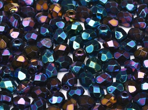 0080697 Iris Blue facet, 6 mm.-0 0080697 Iris Blue facet, 6 mm.-0
