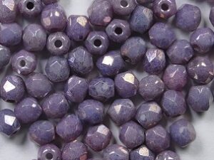 FP1-03-03000LE Luster Metallic Amethyst Chalk Czech Glass Facet Firepolish 3mm 50 stuks - Afbeelding 1